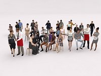 30x LOW POLY PEOPLE MAN WOMAN CAFE VOL1 VOL2 CASUAL CROWDS