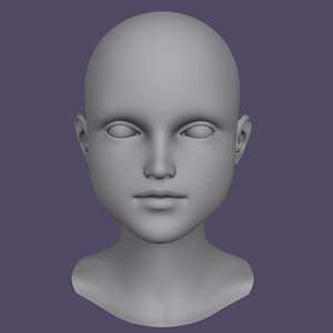 polygonal head little girl 3d model