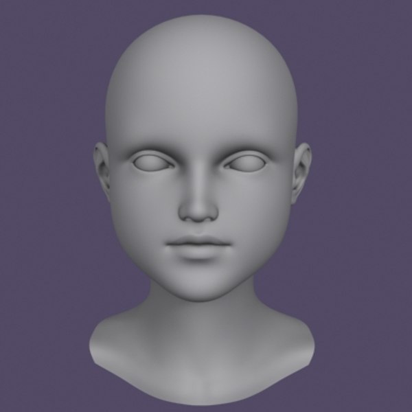 polygonal head little girl 3d model