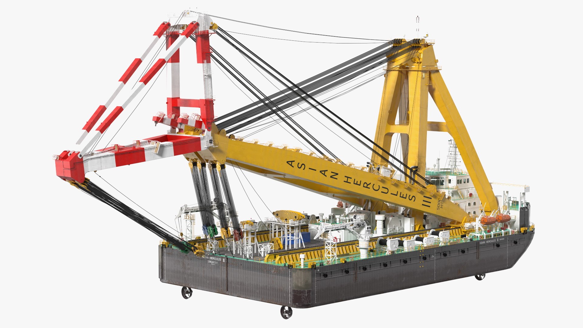 Floating Crane Ship 3D model preview