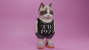 BRITISH SHORTHAIR CAT HUMAN FIGURE FOR 3D PRINTING