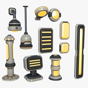 Stylized Sci-Fi Cyberpunk Lights Lightbulb Lighting Streetlight Lamp Spotlight Headlight Flashlight