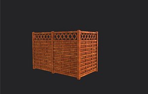 3D Modular wooden fance 3D model