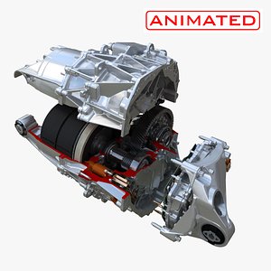 Electric Motor engine for Cars with section-ANIMATED