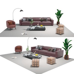 Leather sofa set18 3D model