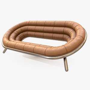 3D Sofa Round Leather model
