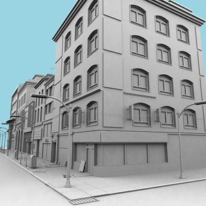 HD Down town buildings 02 Untextured