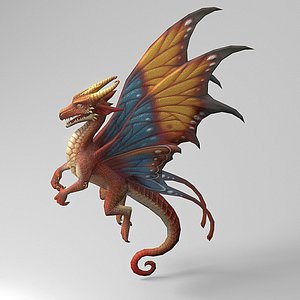 3D cartoon dragon rigged