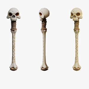 Stylized Skeleton Weapon - Crypt Wand low-poly 3d model