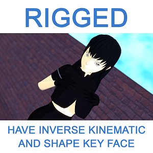 Rigged Dark Black Hair with 3 weapon (Sword_ Greatsword_ and Lance)