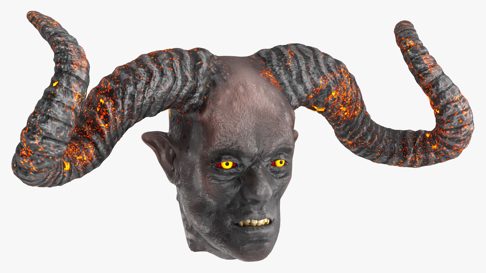 Demon Head with Horns 3D model preview