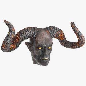 3D Demon Head with Horns