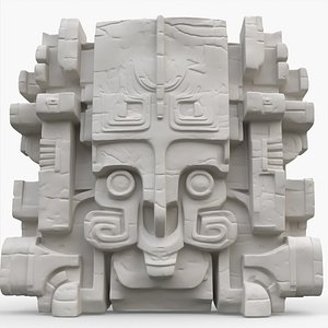 3D Aztec Stone Head 2