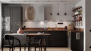 Scandinavian kitchen interior 3D model