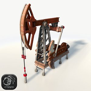 Oil pump jack red low poly