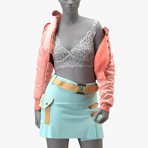 girl outfit - jacket- skirt 3D