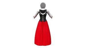3D Medieval Age Peasant Laundry Girl Dress Outfit Costume
