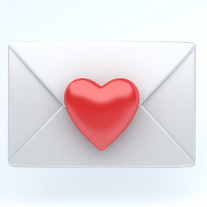 icon heart envelope 3D model