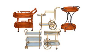 Bar cart and  Serving Trolley collection 3D model