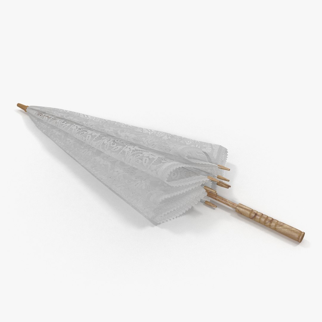 Lace Sun Parasol Folded 3D Model 3D model preview