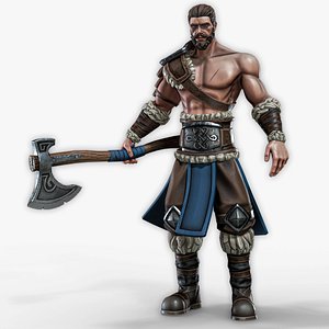 Stylized Warrior 06 - Magnus Male Fighter Fantasy Characters - Man Axe Medieval Hero - 55 3D model
