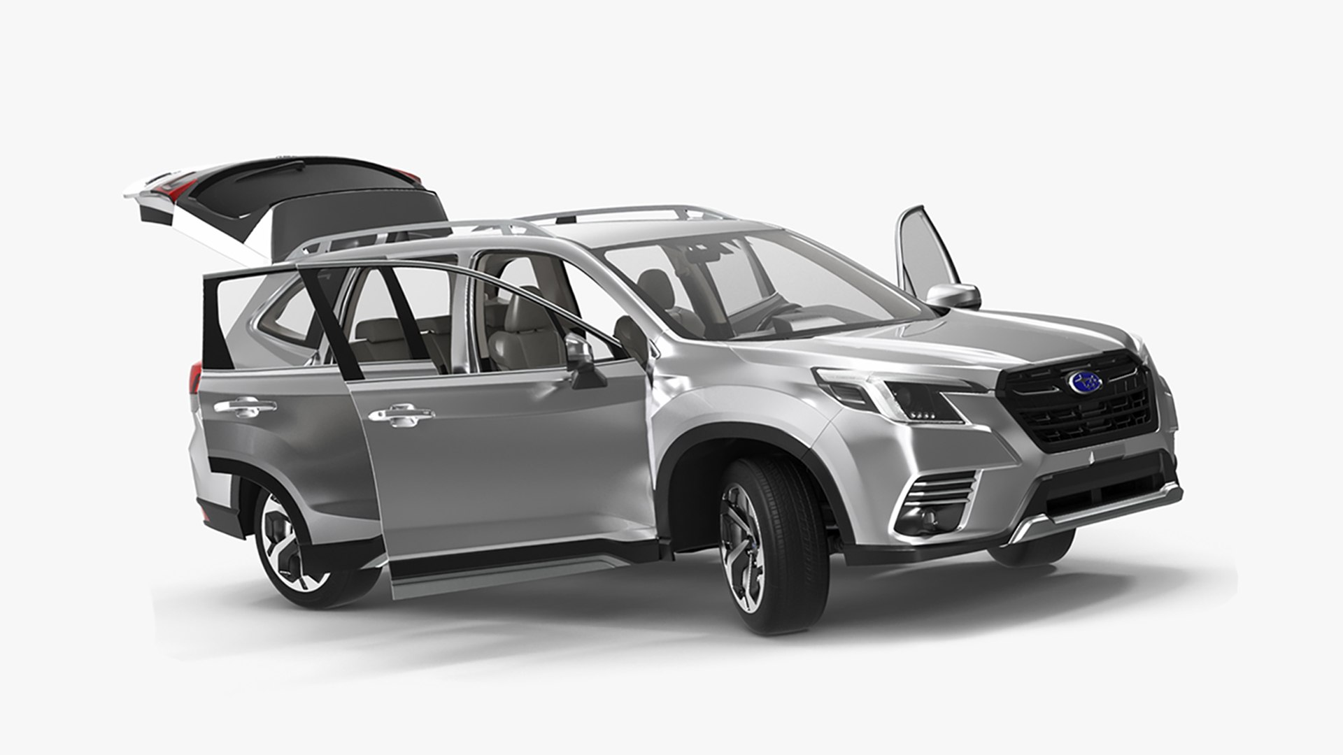 Subaru Forester 2022 White Rigged for Cinema 4D 3D model preview