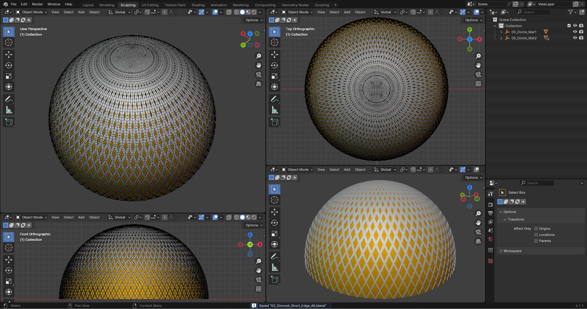 Parametric Diamond Pattern Dome 3D Model - TurboSquid 2287187