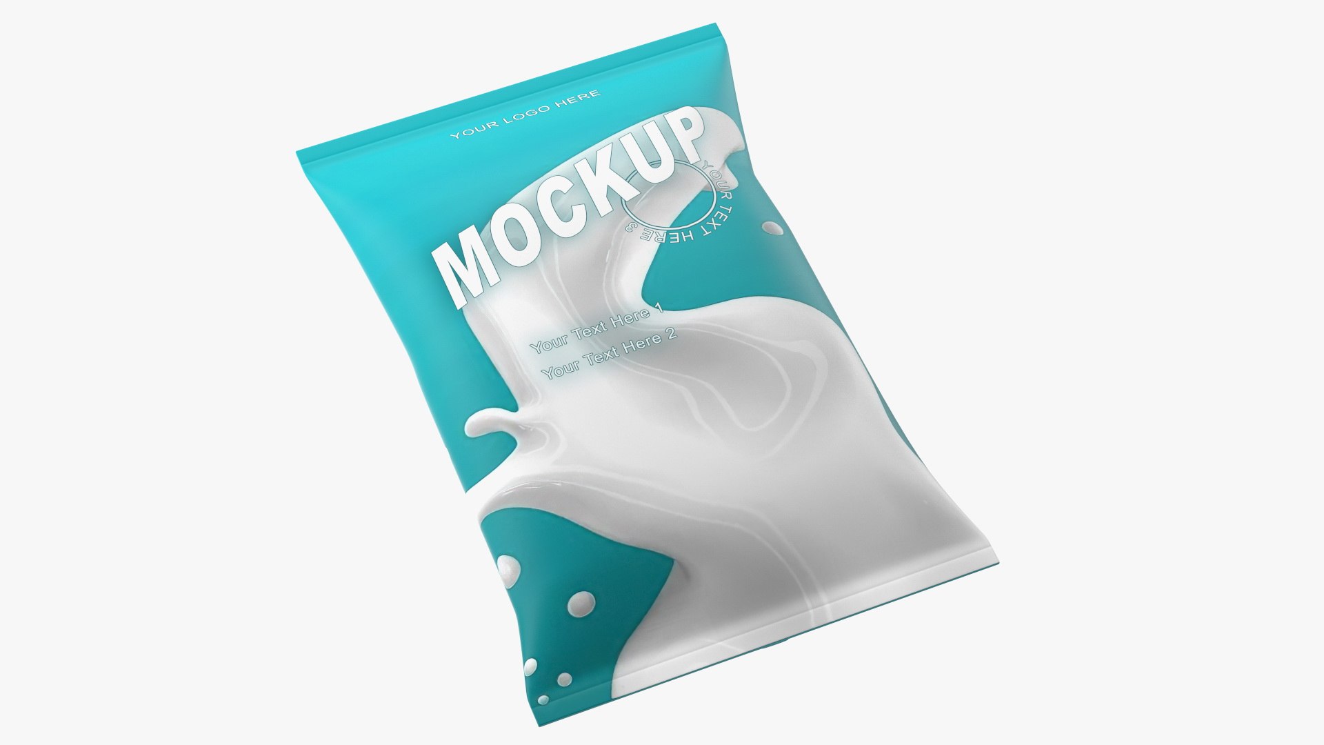 Pillow Shape Milk Packaging Mockup Green 3D model preview