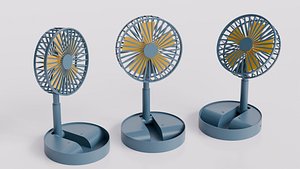 Small Blue and Yellow Recharable Stand Fan