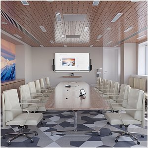 3D Modern conference meeting room  1  with equipment