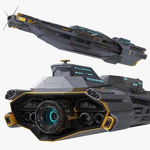 3D Battle Spaceship Grey model