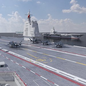 Chinese Supercarrier and Stealth Chengdu J 20 model
