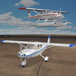 3D light plane seaplane model