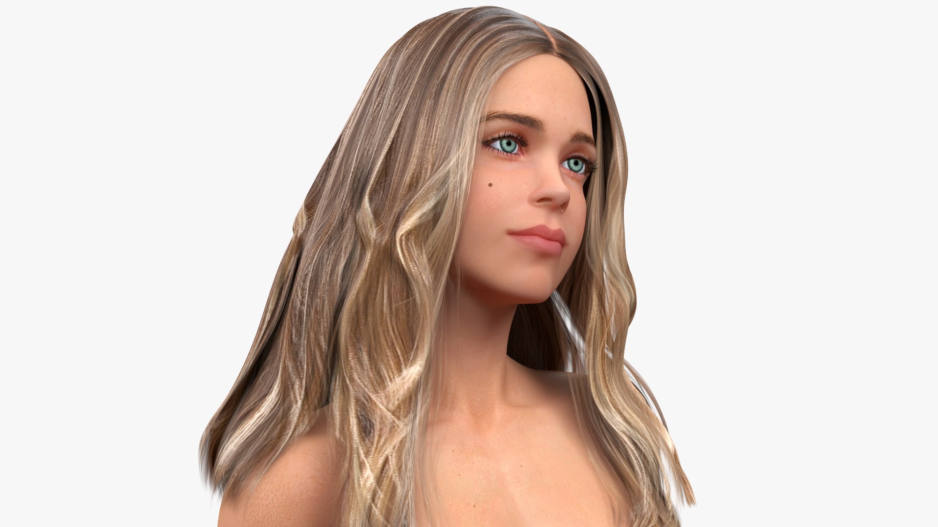 European Woman Nude Style 3D model preview
