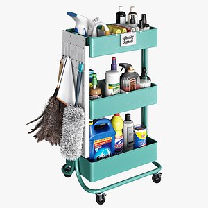 Multipurpose Janitorial Cart with Cleaning Supplies