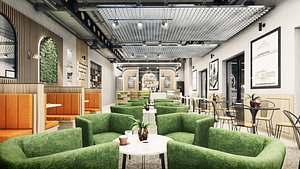 Modern Coffee Shop Interior - 2D drawing A1 size 3D model