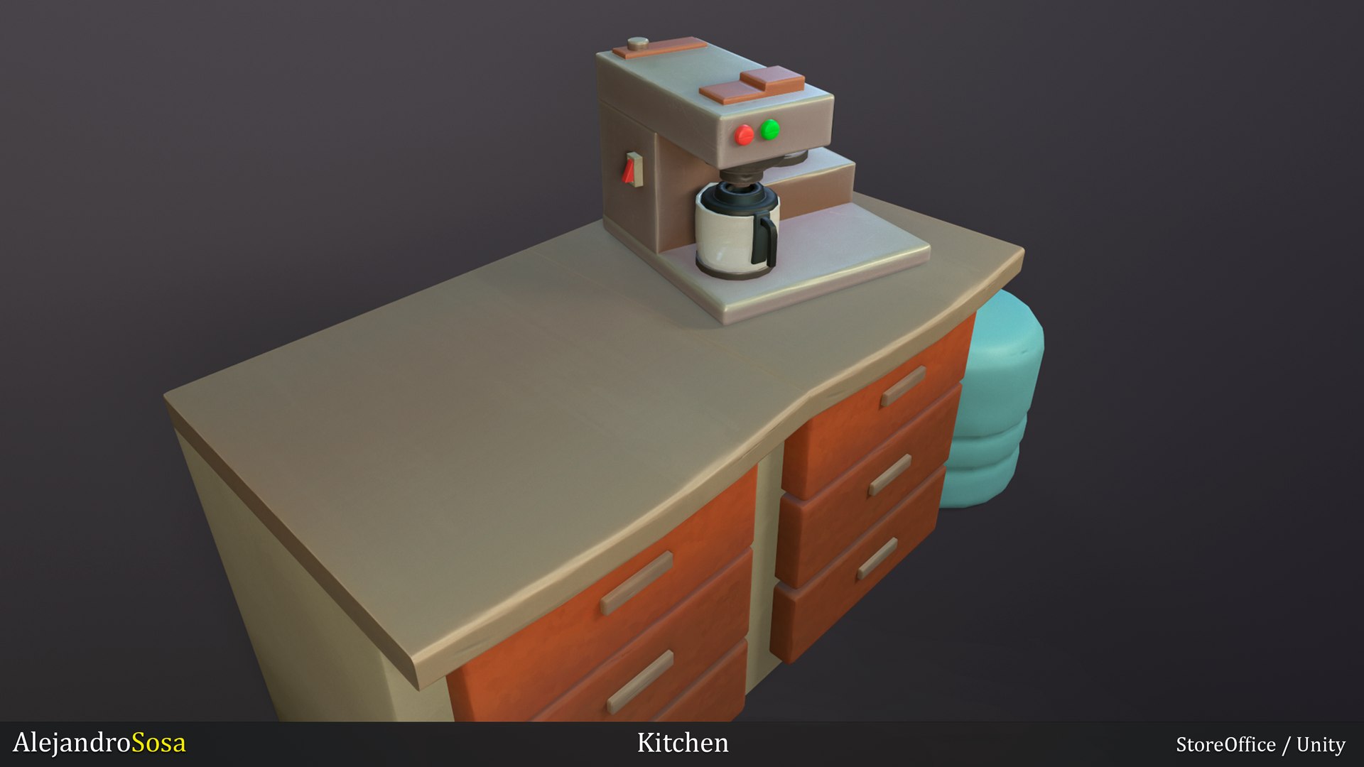 3D Stylized Store Office Modular Pack Kitchen Area 3D Model ...