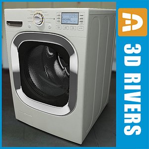 3d model white washing machine