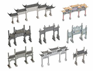 Ancient Asian Architecture Memorial Archway Torii Gateway Honorific Arch Chinese Architectural Arch