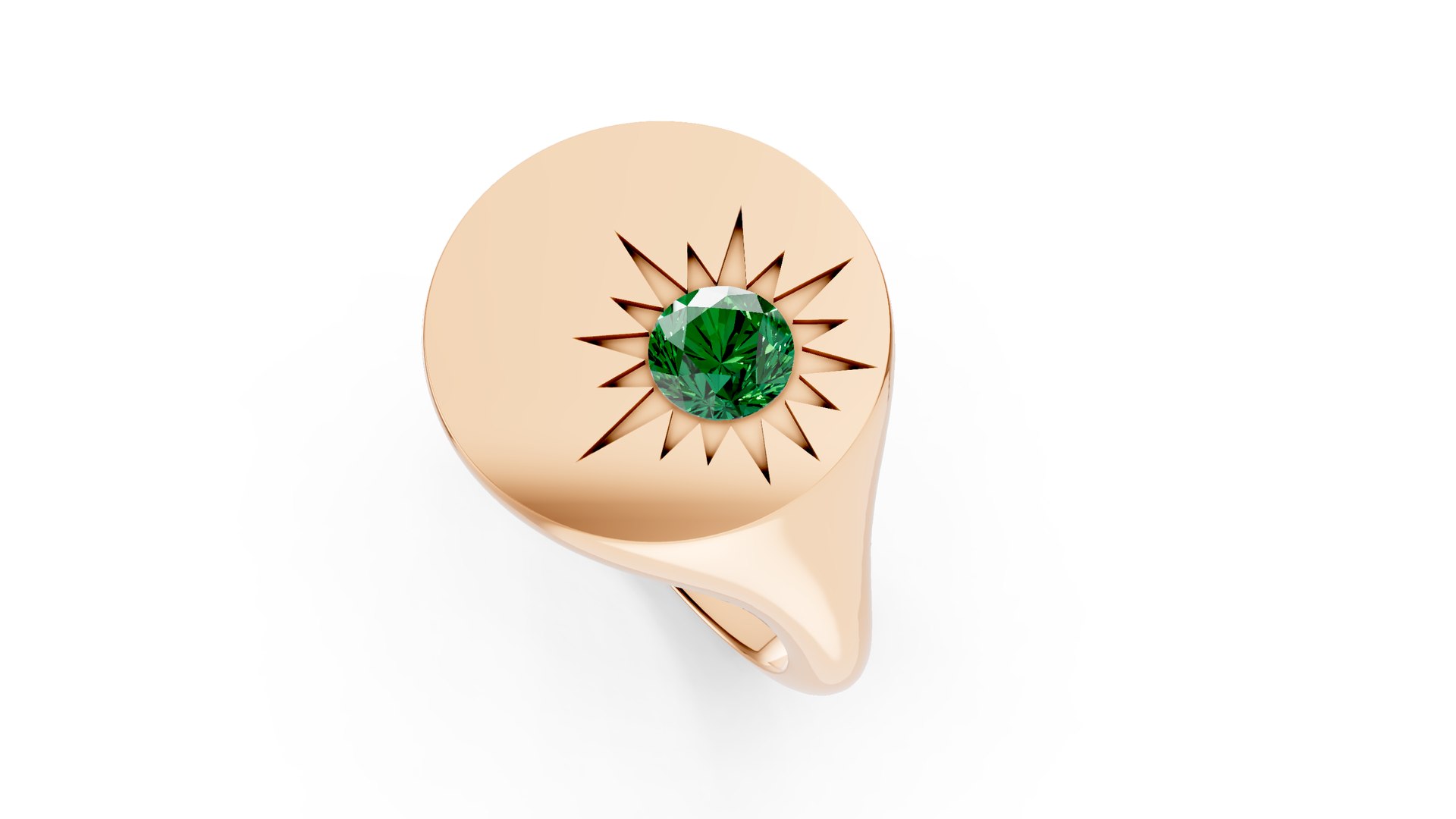 3D Model Sun Rays Diamond Signet Ring - TurboSquid 2322207