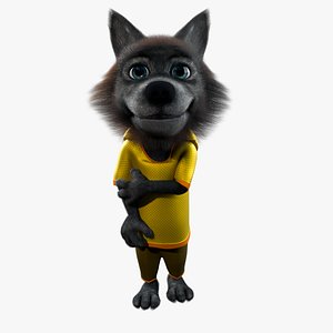 Cartoon Young Wolf Rigged