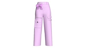 3D Girls High-Waisted Cargo Pants With Bow Detail model