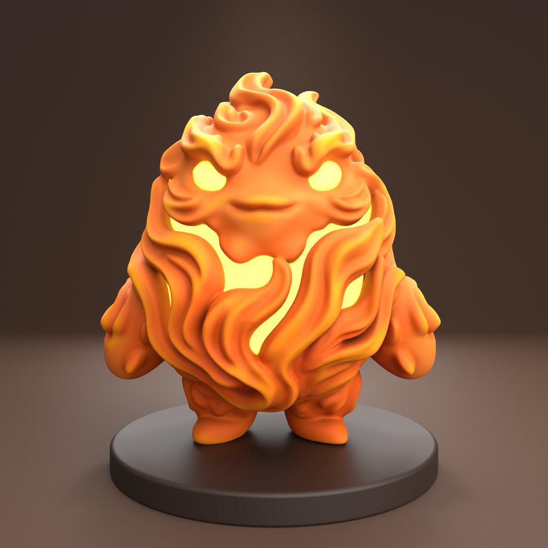Chibi Fire Elemental STL Pack Or Miniature Flame Monster Figurine 3D ...