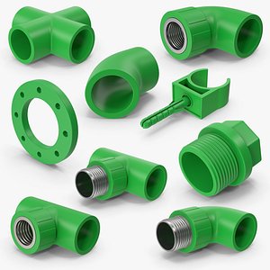 Plastic Water Pipes Collection 3D model