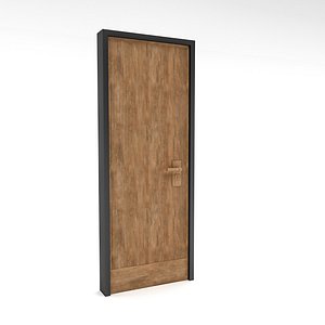 3D A modern wooden door Low-poly 3D model model
