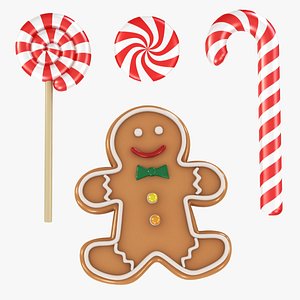 Christmas Candy and Ginger bread Cookie Collection 3D model