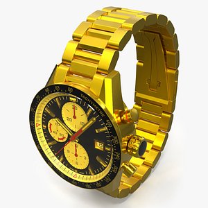 Mens Gold Chronograph With Bracelet Strap