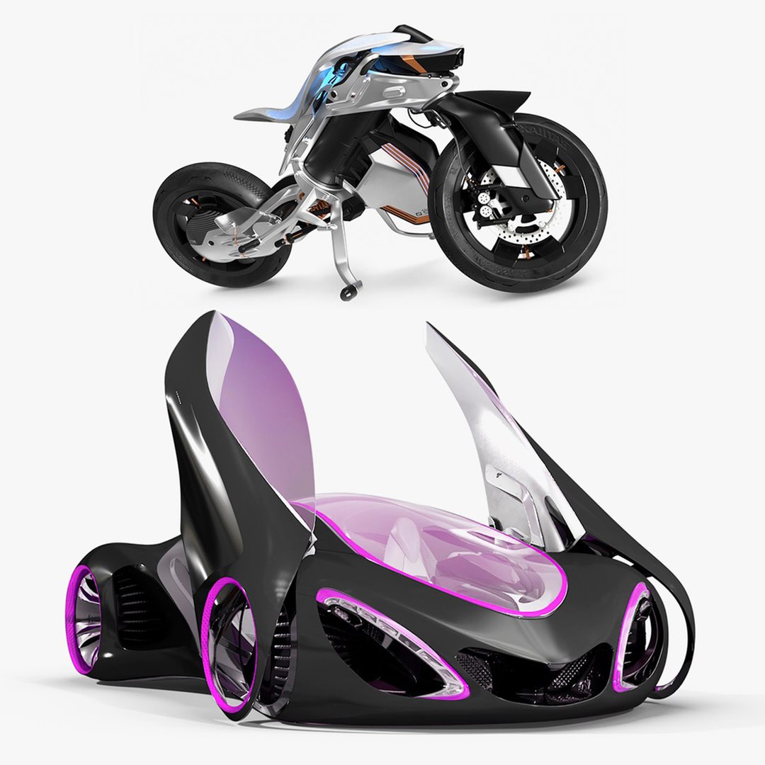 Futuristic Concept Vehicles Rigged for Cinema 4D Collection 3D model preview
