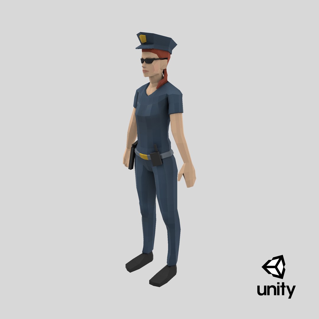 Low Poly Policewoman 3D https://p.turbosquid.com/ts-thumb/ls/NPSyFk/Zu/stemcell_unity_render/png/1710320190/1920x1080/fit_q87/82cdf82a65880f96b38dd6940bae472c01b58625/stemcell_unity_render.jpg