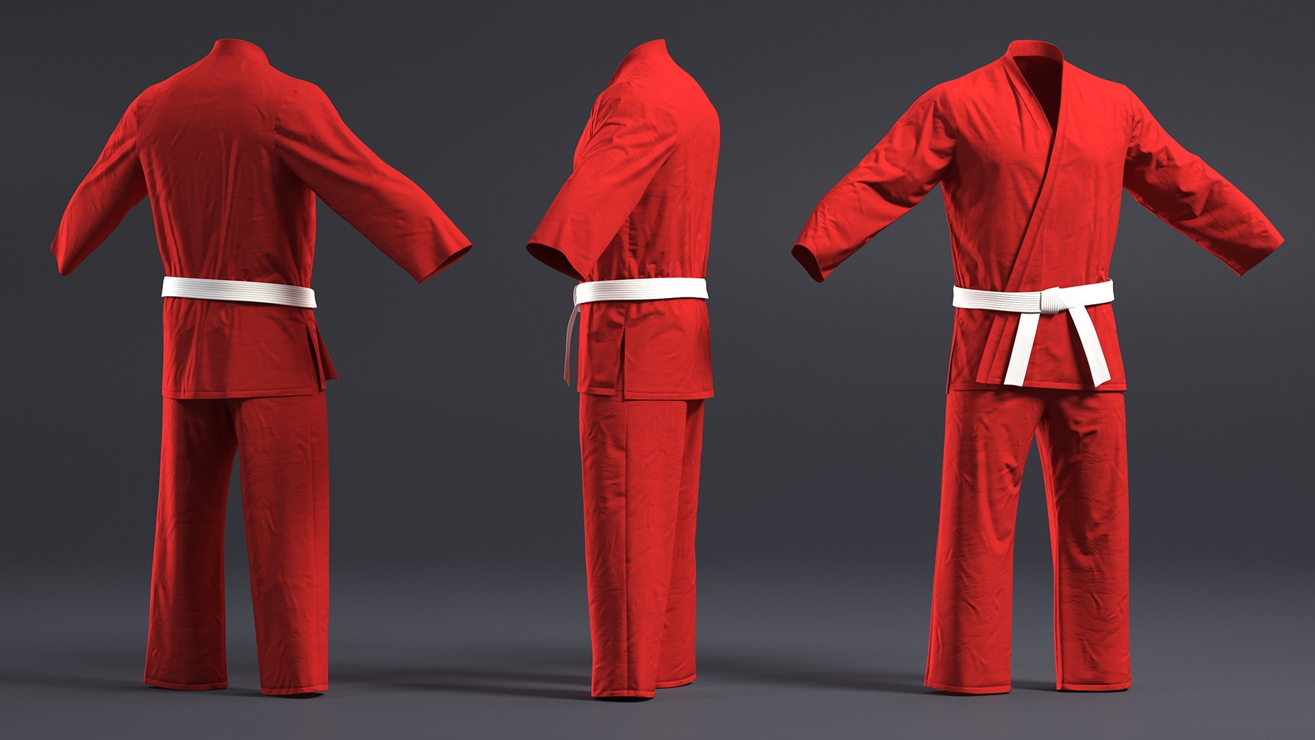 3D Karate Training Suit Red - TurboSquid 1956101
